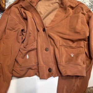 Women's Brown Button-Up sweatshirt  light weight